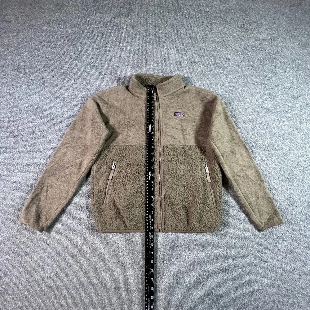 Patagonia Kids XL 14 Brown Sherpa Fleece Full Zip Jacket Winter Travel 65170